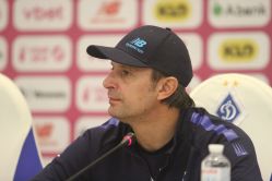 Press conference of Oleksandr Shovkovskyi after the game against Mynai